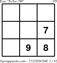 The grouppuzzles.com Easy TicTac-789 puzzle for Sunday July 12, 2026