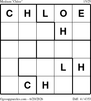 The grouppuzzles.com Medium Chloe puzzle for Saturday June 20, 2026