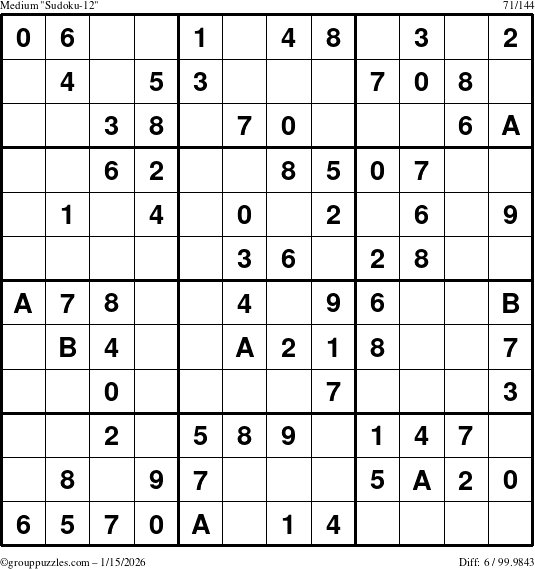 The grouppuzzles.com Medium Sudoku-12 puzzle for Thursday January 15, 2026
