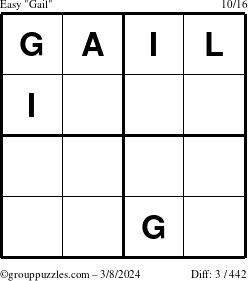 The grouppuzzles.com Easy Gail puzzle for Friday March 8, 2024