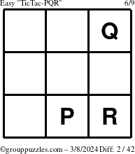 The grouppuzzles.com Easy TicTac-PQR puzzle for Friday March 8, 2024