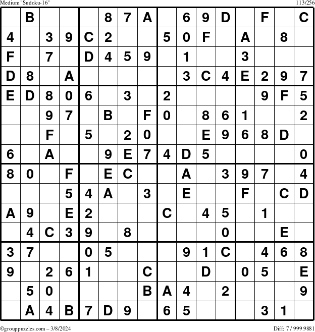 The grouppuzzles.com Medium Sudoku-16 puzzle for Friday March 8, 2024