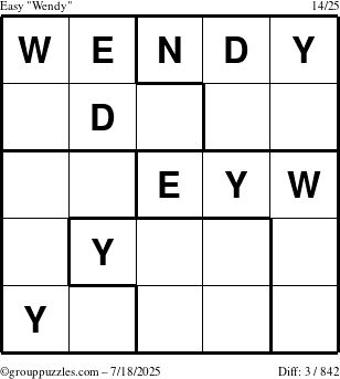 The grouppuzzles.com Easy Wendy puzzle for Friday July 18, 2025