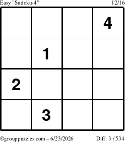 The grouppuzzles.com Easy Sudoku-4 puzzle for Tuesday June 23, 2026