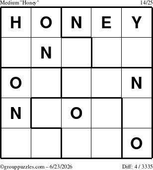 The grouppuzzles.com Medium Honey puzzle for Tuesday June 23, 2026
