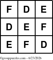 The grouppuzzles.com Answer grid for the TicTac-DEF puzzle for Tuesday June 23, 2026