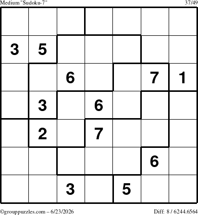The grouppuzzles.com Medium Sudoku-7 puzzle for Tuesday June 23, 2026