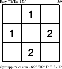 The grouppuzzles.com Easy TicTac-123 puzzle for Tuesday June 23, 2026