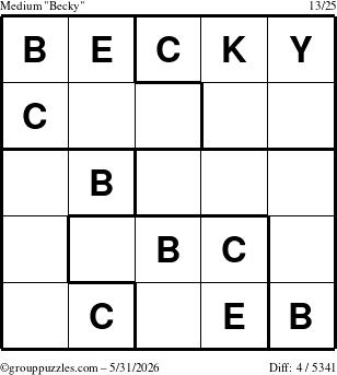 The grouppuzzles.com Medium Becky puzzle for Sunday May 31, 2026