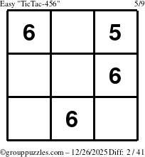 The grouppuzzles.com Easy TicTac-456 puzzle for Friday December 26, 2025