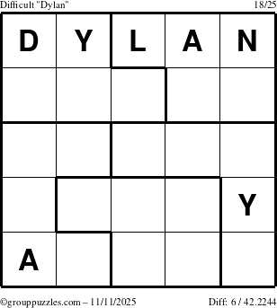 The grouppuzzles.com Difficult Dylan puzzle for Tuesday November 11, 2025