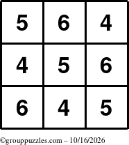 The grouppuzzles.com Answer grid for the TicTac-456 puzzle for Friday October 16, 2026