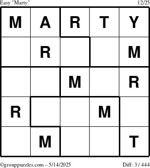 The grouppuzzles.com Easy Marty puzzle for Wednesday May 14, 2025