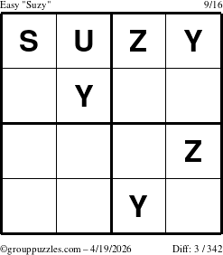 The grouppuzzles.com Easy Suzy puzzle for Sunday April 19, 2026