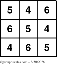 The grouppuzzles.com Answer grid for the TicTac-456 puzzle for Monday March 30, 2026