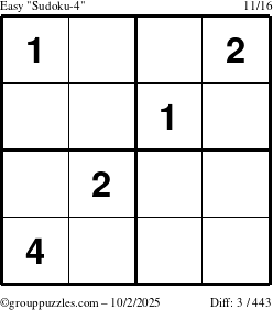 The grouppuzzles.com Easy Sudoku-4 puzzle for Thursday October 2, 2025