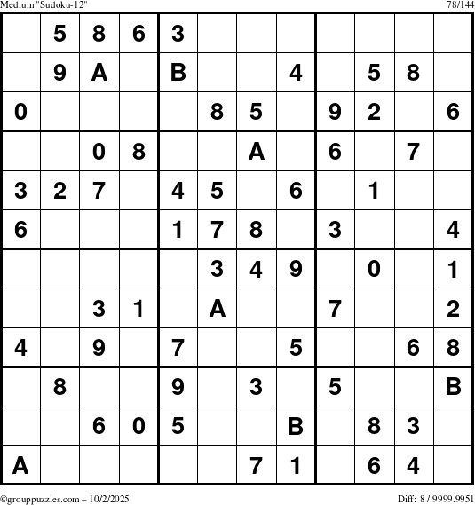 The grouppuzzles.com Medium Sudoku-12 puzzle for Thursday October 2, 2025