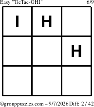 The grouppuzzles.com Easy TicTac-GHI puzzle for Monday September 7, 2026