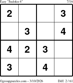 The grouppuzzles.com Easy Sudoku-4 puzzle for Tuesday March 10, 2026