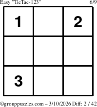 The grouppuzzles.com Easy TicTac-123 puzzle for Tuesday March 10, 2026