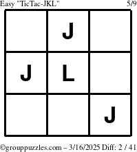 The grouppuzzles.com Easy TicTac-JKL puzzle for Sunday March 16, 2025