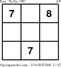 The grouppuzzles.com Easy TicTac-789 puzzle for Sunday March 16, 2025