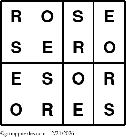 The grouppuzzles.com Answer grid for the Rose puzzle for Saturday February 21, 2026