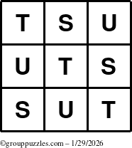 The grouppuzzles.com Answer grid for the TicTac-STU puzzle for Thursday January 29, 2026
