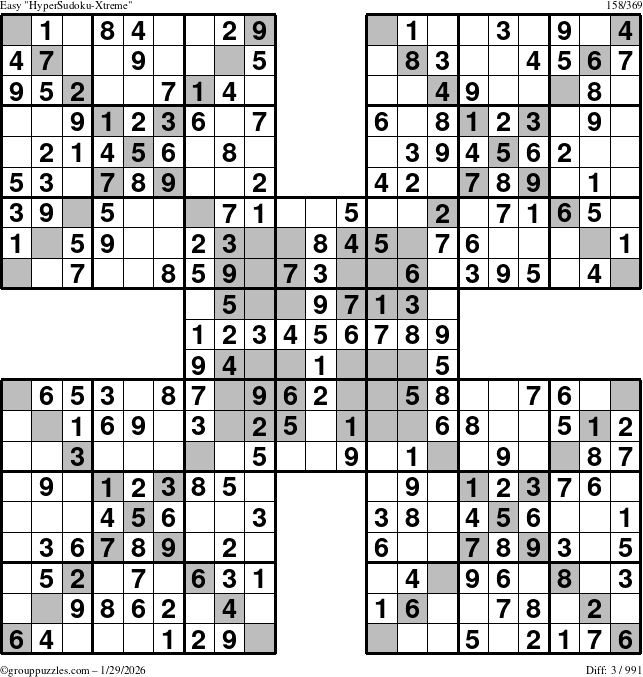 The grouppuzzles.com Easy cover-HyperXtreme puzzle for Thursday January 29, 2026