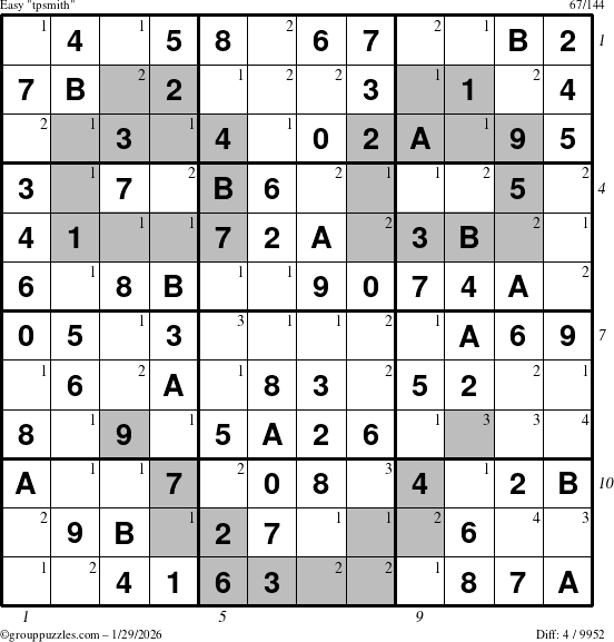 The grouppuzzles.com Easy tpsmith puzzle for Thursday January 29, 2026, suitable for printing, with all 4 steps marked