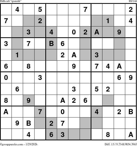 The grouppuzzles.com Difficult tpsmith puzzle for Thursday January 29, 2026