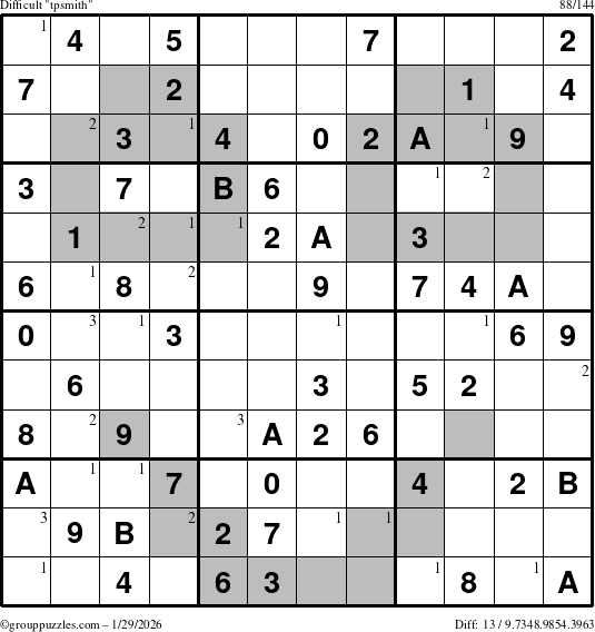 The grouppuzzles.com Difficult tpsmith puzzle for Thursday January 29, 2026 with the first 3 steps marked