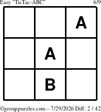 The grouppuzzles.com Easy TicTac-ABC puzzle for Wednesday July 29, 2026