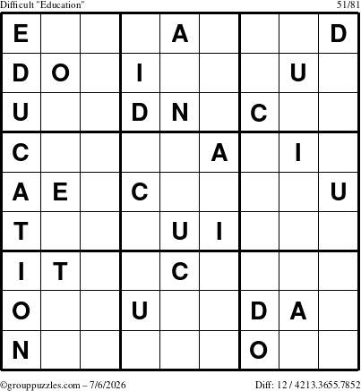 The grouppuzzles.com Difficult Education-c1 puzzle for Monday July 6, 2026