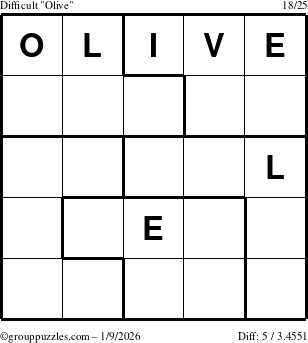 The grouppuzzles.com Difficult Olive puzzle for Friday January 9, 2026