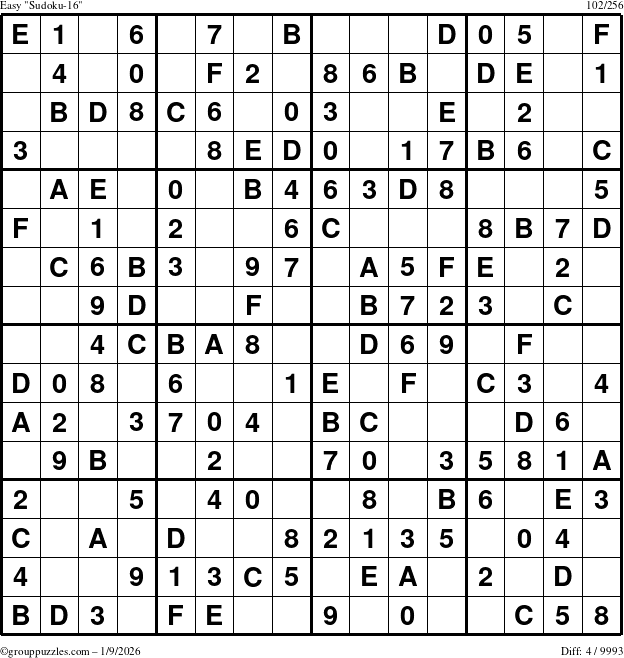 The grouppuzzles.com Easy Sudoku-16 puzzle for Friday January 9, 2026
