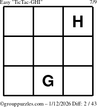 The grouppuzzles.com Easy TicTac-GHI puzzle for Monday January 12, 2026