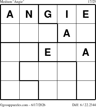 The grouppuzzles.com Medium Angie puzzle for Wednesday June 17, 2026