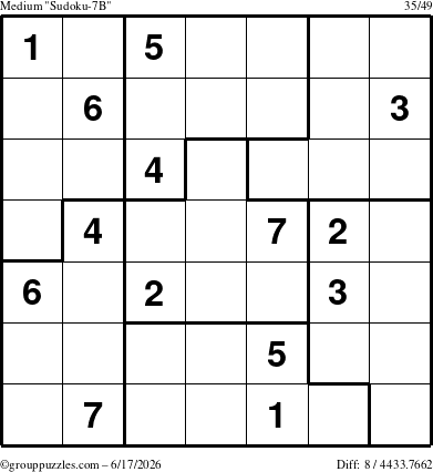 The grouppuzzles.com Medium Sudoku-7B puzzle for Wednesday June 17, 2026