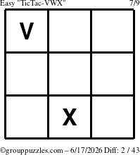 The grouppuzzles.com Easy TicTac-VWX puzzle for Wednesday June 17, 2026