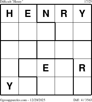 The grouppuzzles.com Difficult Henry puzzle for Saturday December 20, 2025