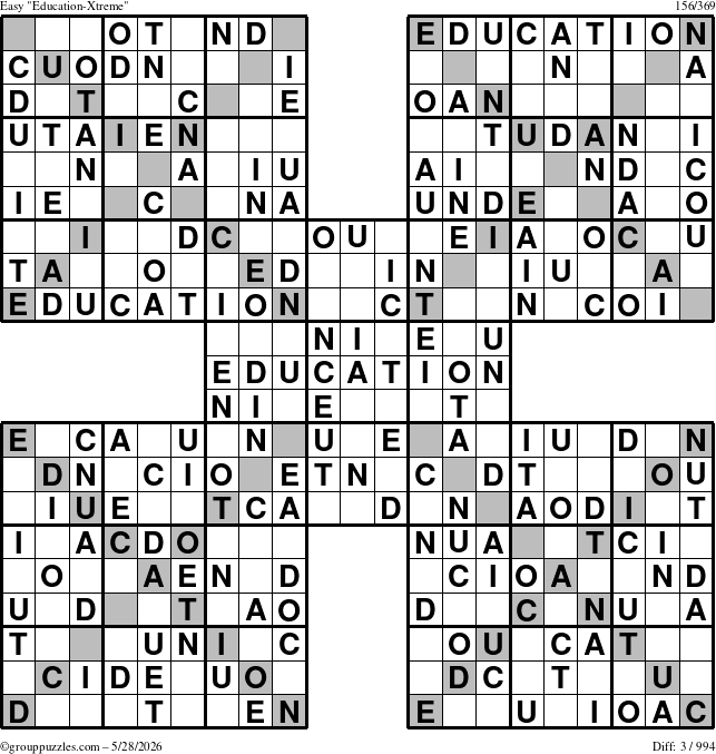 The grouppuzzles.com Easy Education-Xtreme puzzle for Thursday May 28, 2026