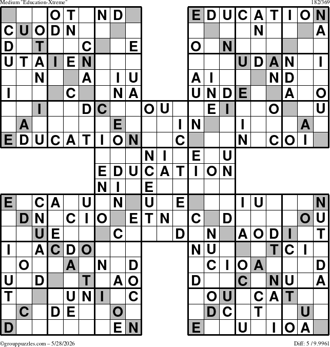 The grouppuzzles.com Medium Education-Xtreme puzzle for Thursday May 28, 2026