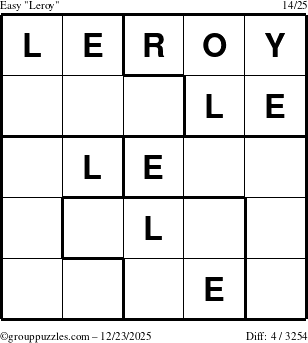 The grouppuzzles.com Easy Leroy puzzle for Tuesday December 23, 2025