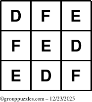 The grouppuzzles.com Answer grid for the TicTac-DEF puzzle for Tuesday December 23, 2025