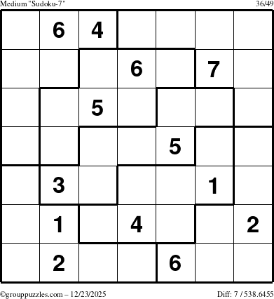 The grouppuzzles.com Medium Sudoku-7 puzzle for Tuesday December 23, 2025