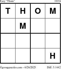 The grouppuzzles.com Easy Thom puzzle for Thursday June 26, 2025