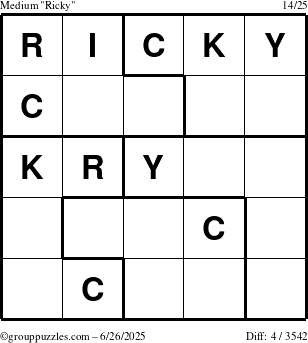 The grouppuzzles.com Medium Ricky puzzle for Thursday June 26, 2025