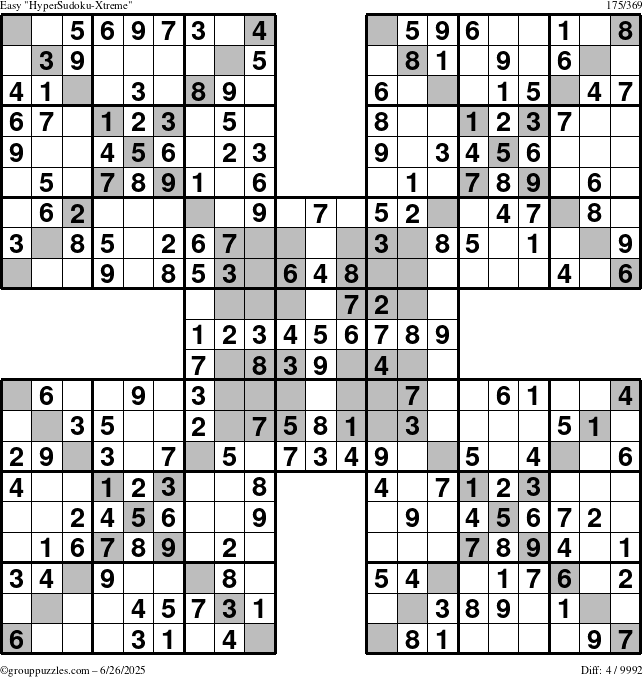 The grouppuzzles.com Easy cover-HyperXtreme puzzle for Thursday June 26, 2025