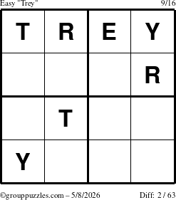 The grouppuzzles.com Easy Trey puzzle for Friday May 8, 2026